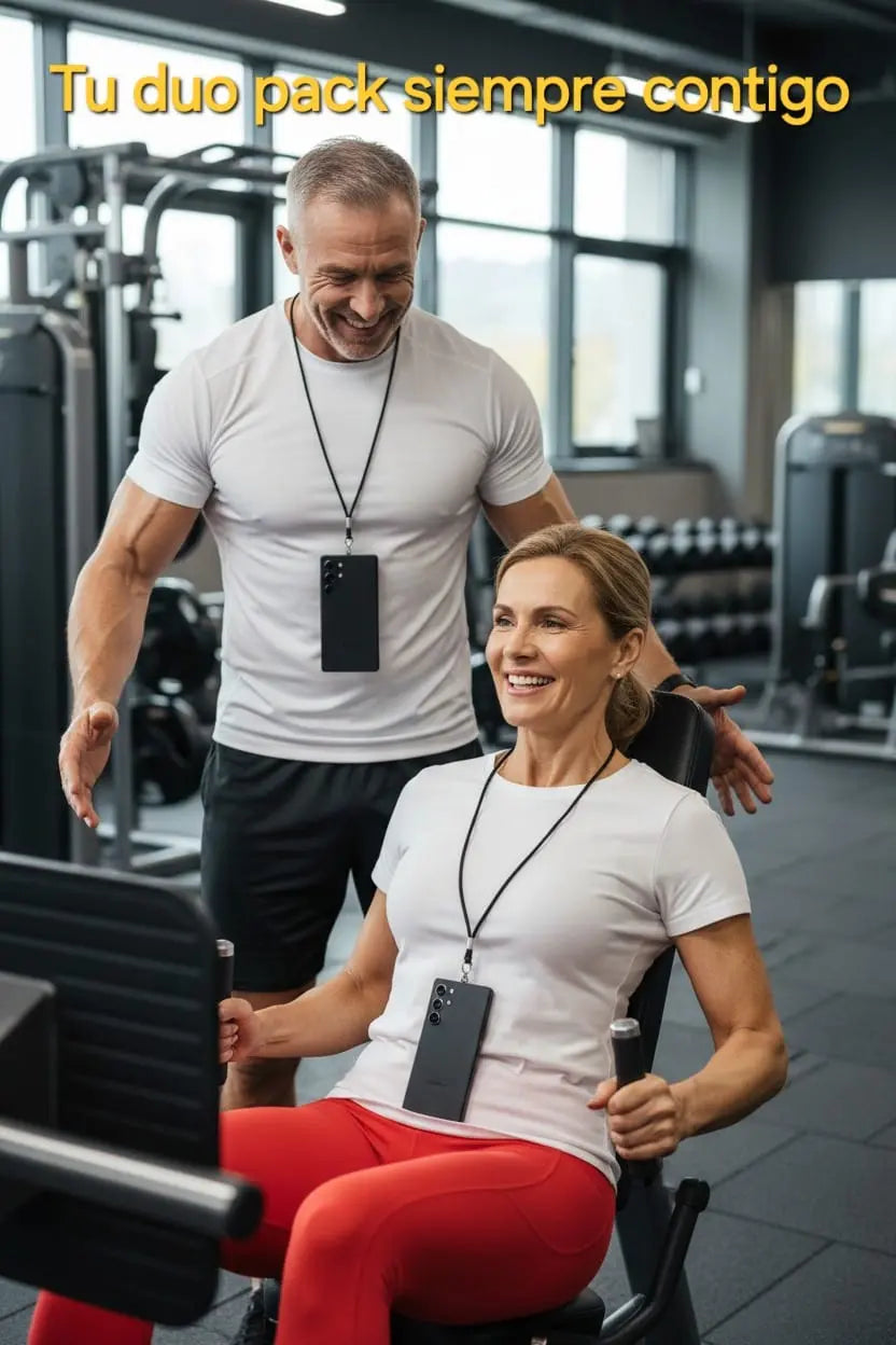 pareja 50 años en el gym con duo pack